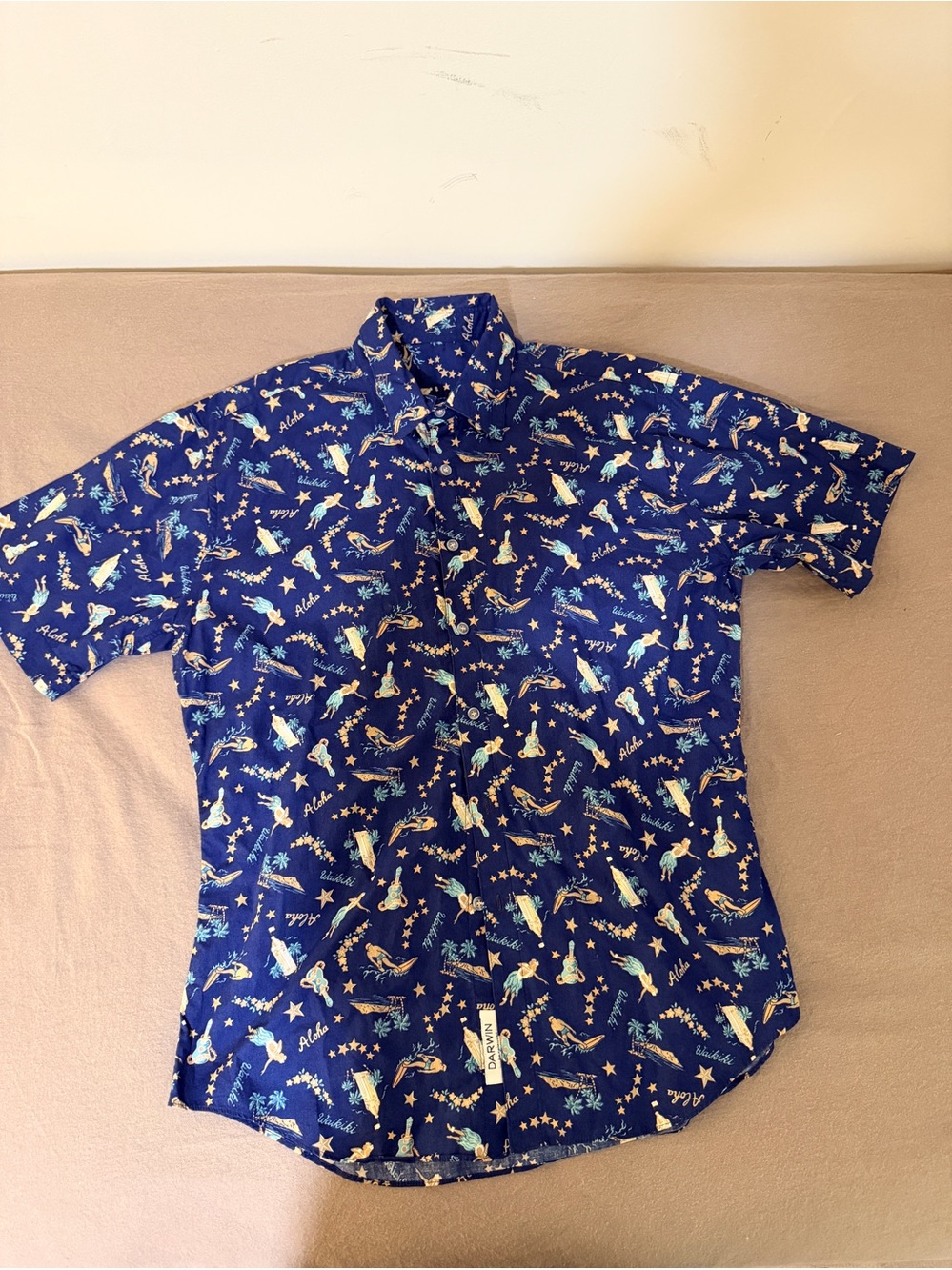 Vintage 90s Darwin Be Relevant Men's Hawaiian Shirt - Made in USA L